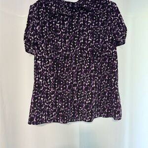 Purple Patterned Short-Sleeve Women's Top
